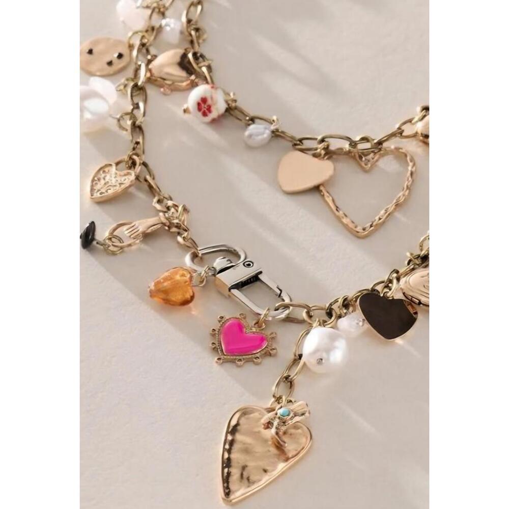 #515 - Free People Maxamillion Fool in Love Charm Necklace NWT - Picture 2 of 3